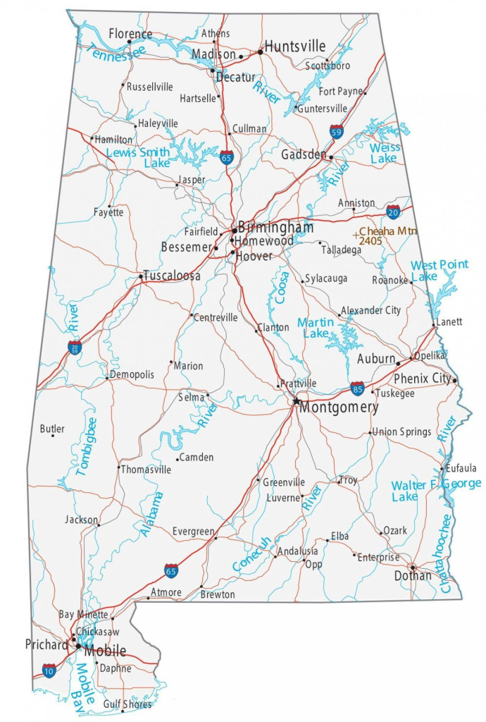 Map Of Alabama - Cities And Roads - Gis Geography | Road Map Of Alabama Usa