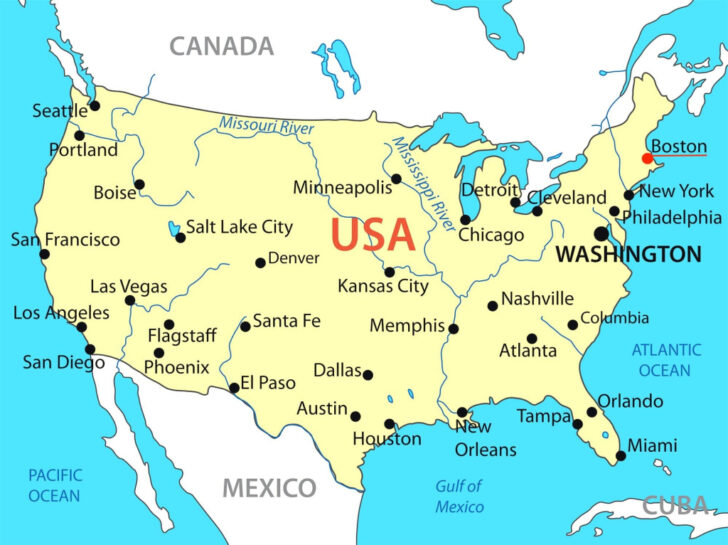 Boston in Map of USA Boston in Map of USA