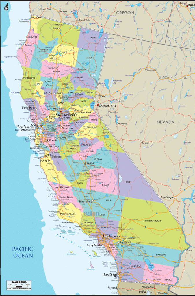 Map Of California - California Map With Cities, Counties And Roads | Detailed Map of California USA