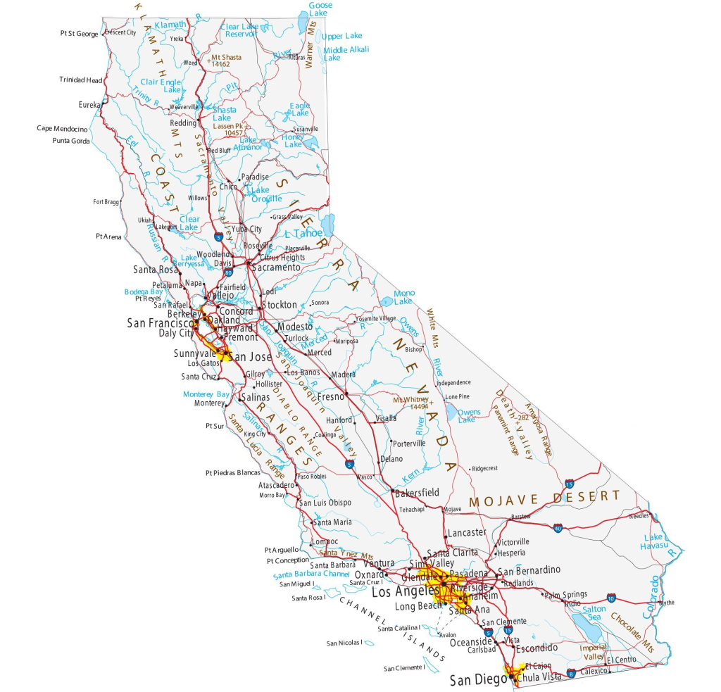 Map Of California - Cities And Highways - Gis Geography | Map Of Cities In California Usa