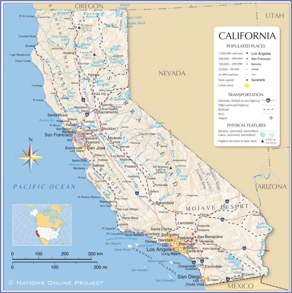 Map Of California State, Usa - Nations Online Project | Map of California State USA