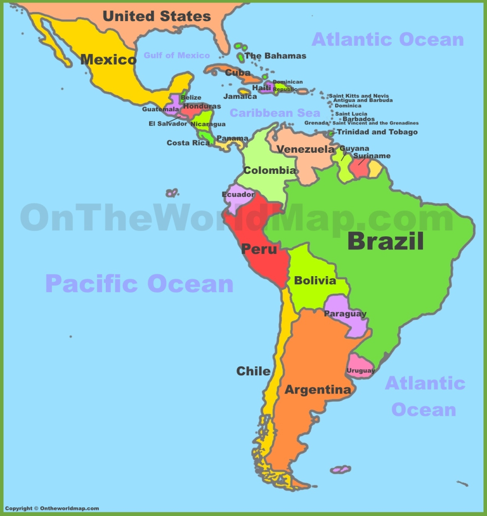 Map Of Central And South America - Ontheworldmap | Map Of Usa Central And South America