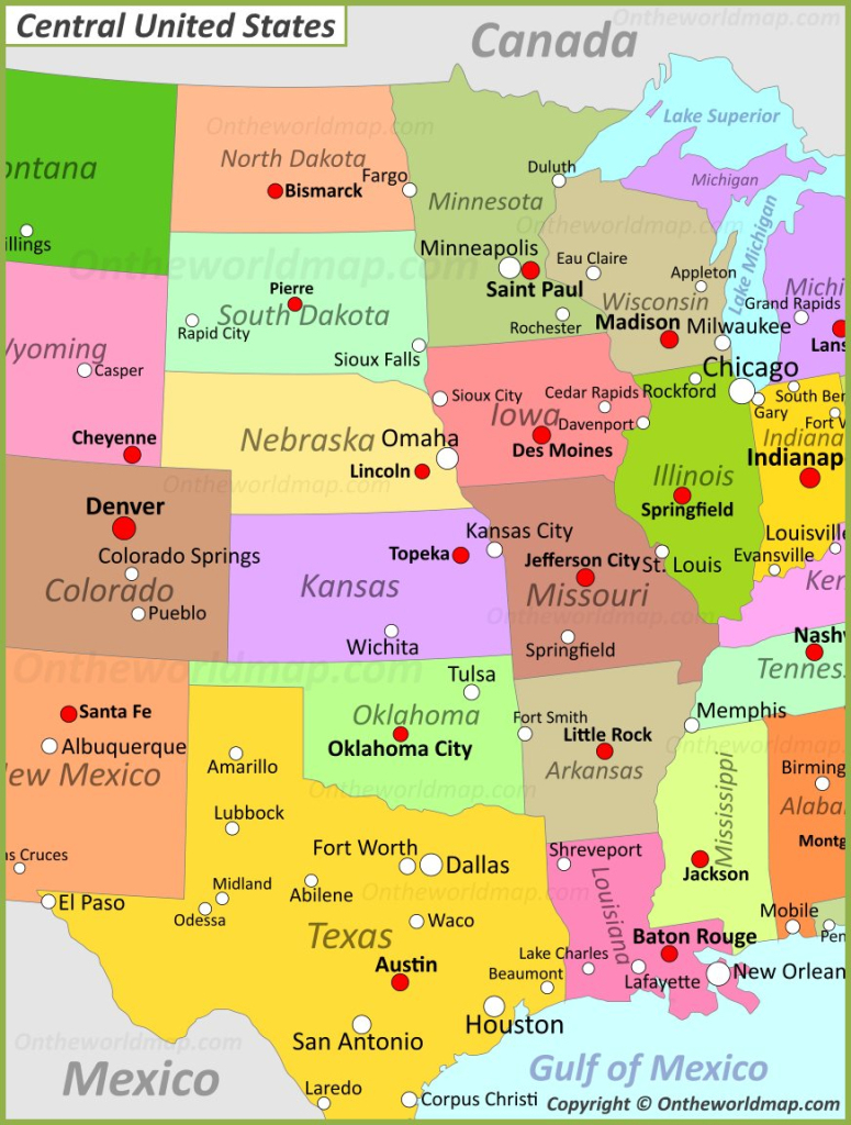 Map Of Central United States - Ontheworldmap | Map of Central USA