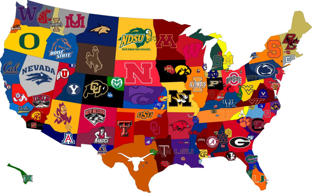 Map Of Colleges Dominance [1600 × 990] : R/Mapporn | Map of USA with Colleges