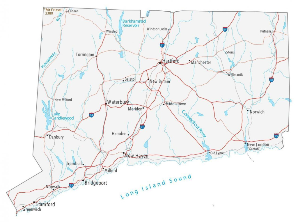 Map Of Connecticut - Cities And Roads - Gis Geography | Detailed Map of Connecticut USA