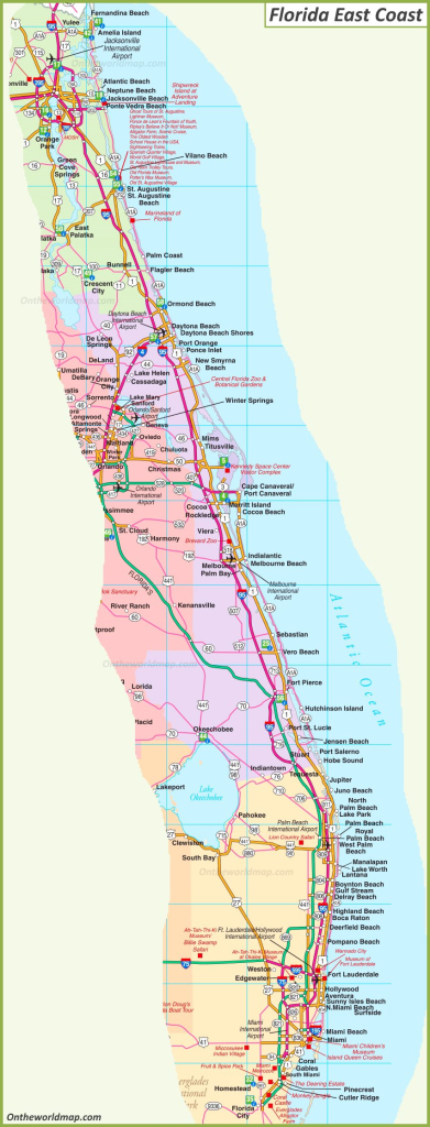 Map Of Florida East Coast - Ontheworldmap | Map Of East Coast Of Florida Usa