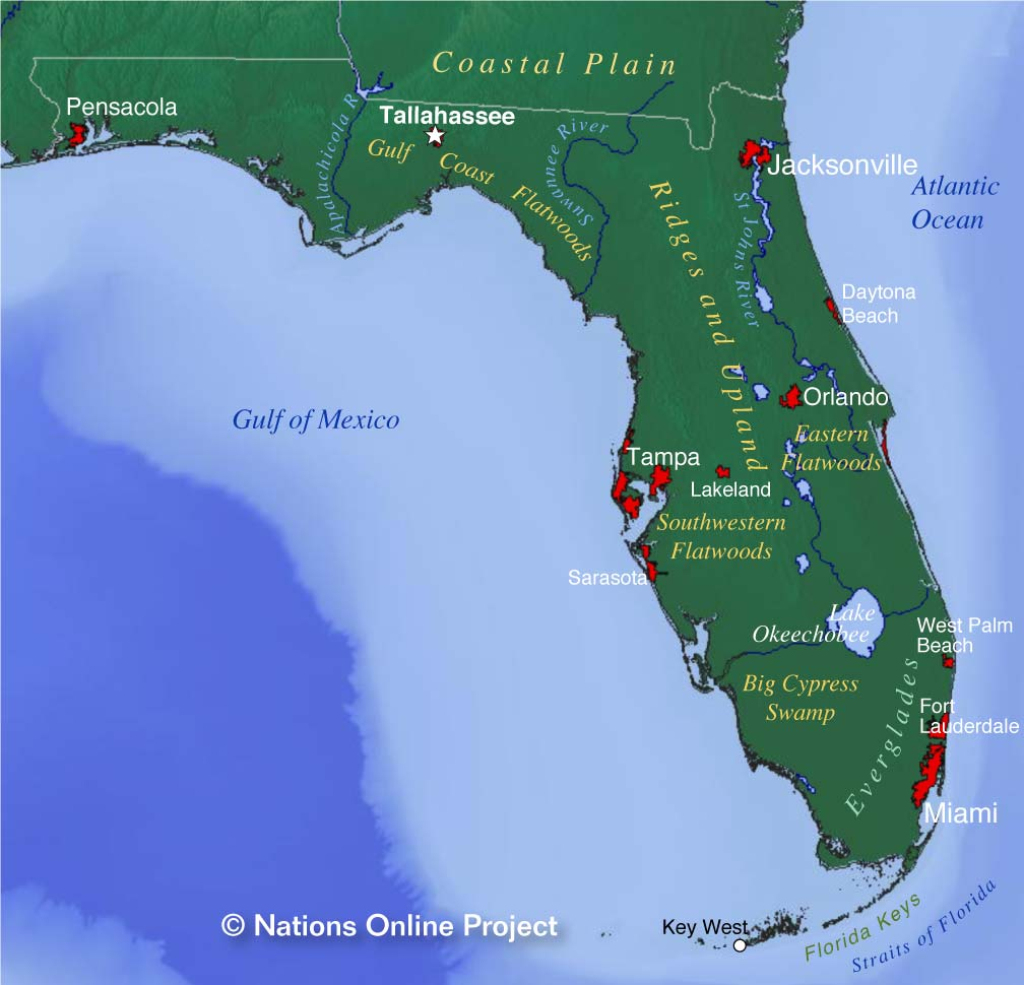 Map Of Florida State, Usa - Nations Online Project | Google Map Of Florida Usa
