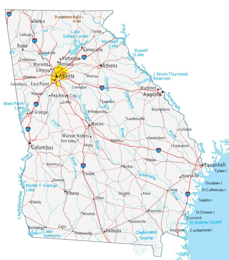 Highway Map Of Georgia USA - Printable US Maps