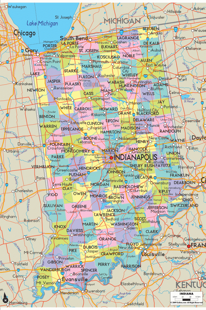 Map Of Indiana - Indiana Map With Cities, Counties And Roads | Road Map of Indiana USA