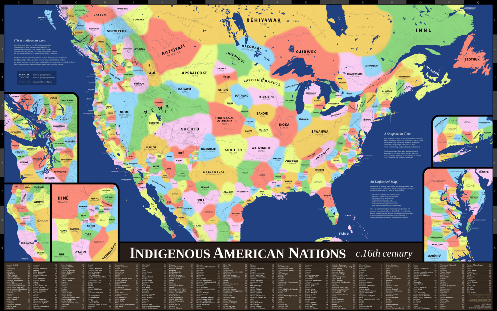 Map Of Indigenous American Nations, C.1500S (Public Domain | Indian Tribes Map of USA