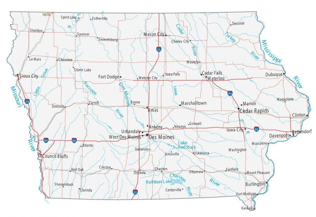 Map Of Iowa - Cities And Roads - Gis Geography | Road Map Of Iowa Usa