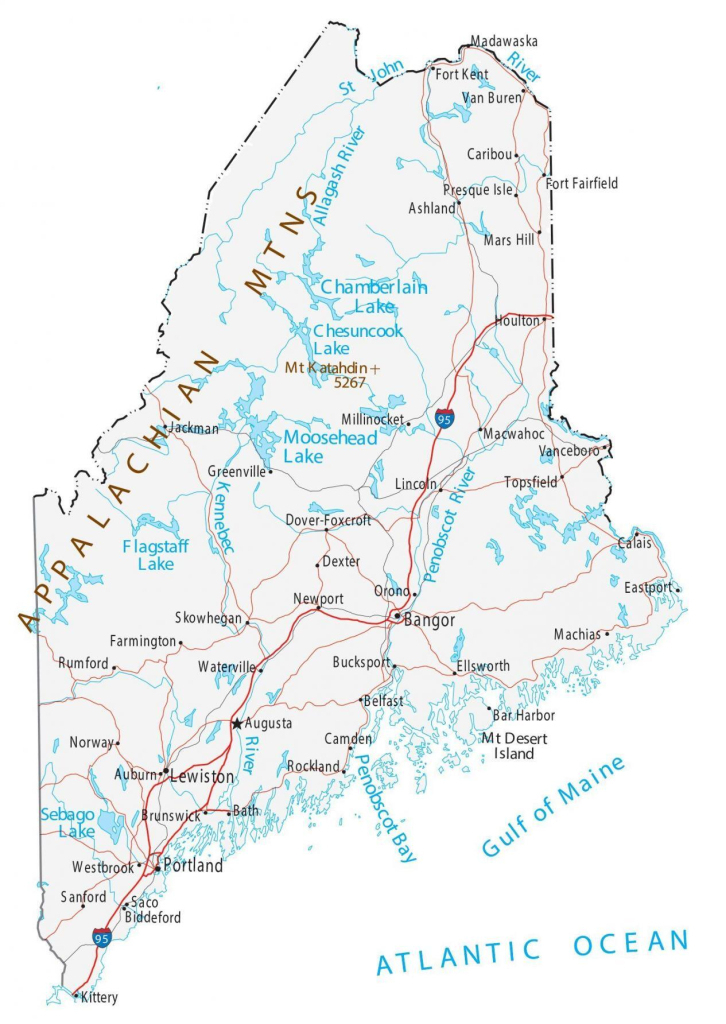 Map Of Maine - Cities And Roads - Gis Geography | Map Of Bangor Maine Usa