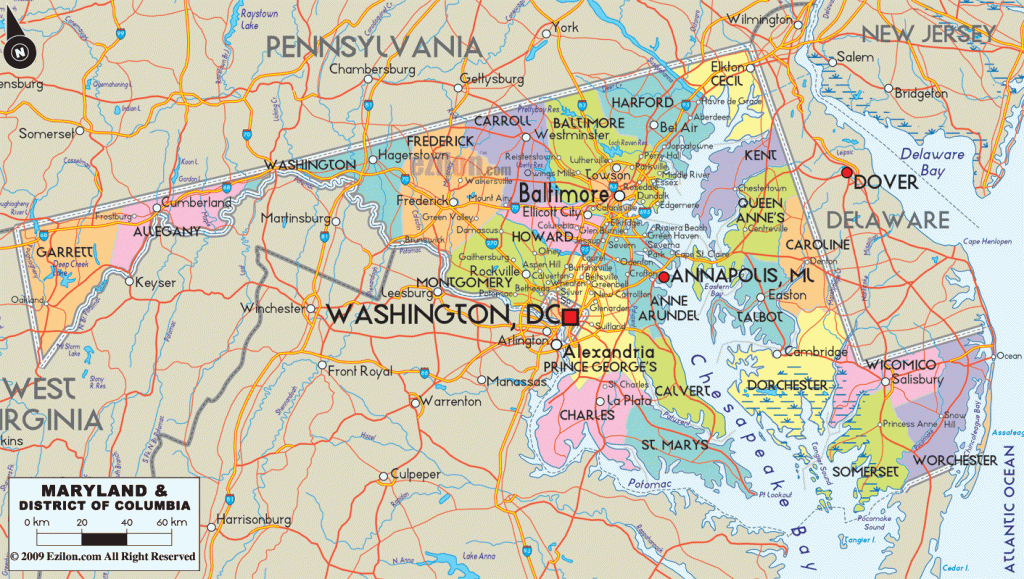 Map Of Maryland - Maryland Map With Cities, Counties And Roads | Map of Maryland USA Cities