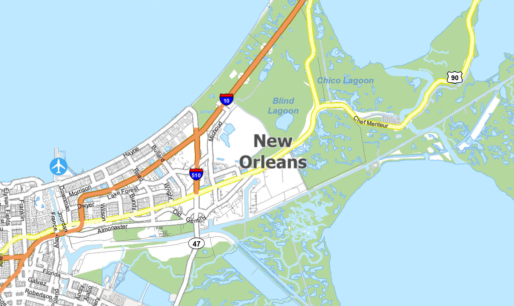 Map Of New Orleans, Louisiana - Gis Geography | Map Of Usa New Orleans