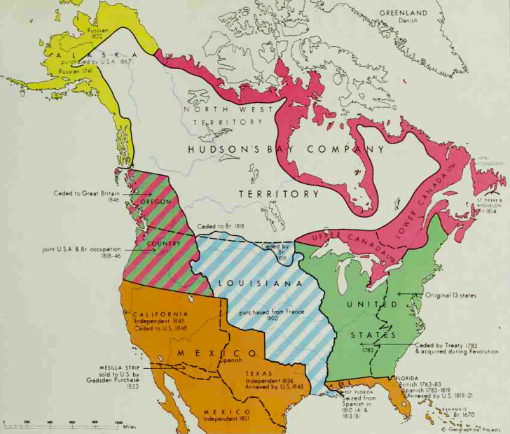 Map of USA in 1700