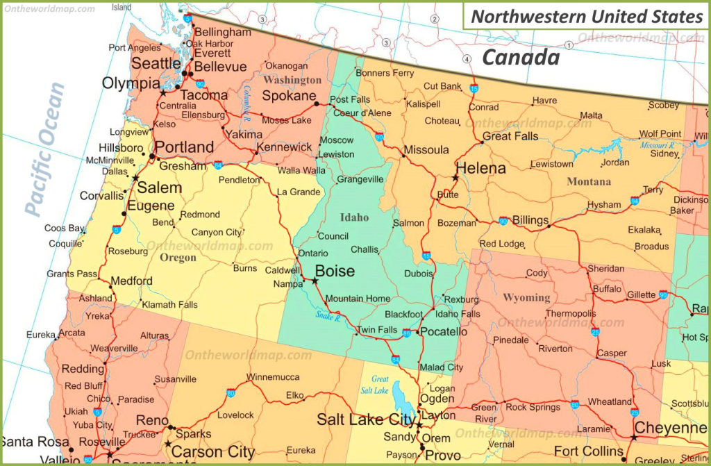 Map Of Northwestern United States - Ontheworldmap | Northwest Map Of Usa