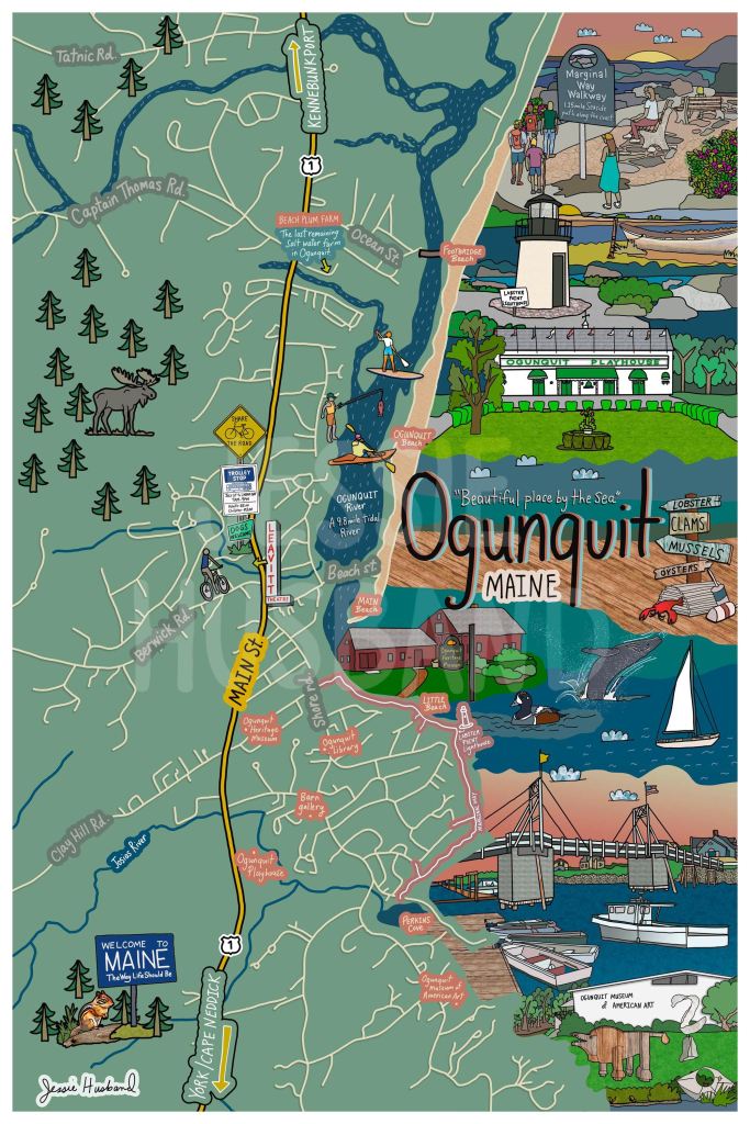 Map Of Ogunquit, Maine (Customization And Framing Options) - Etsy | Map of Ogunquit Maine USA