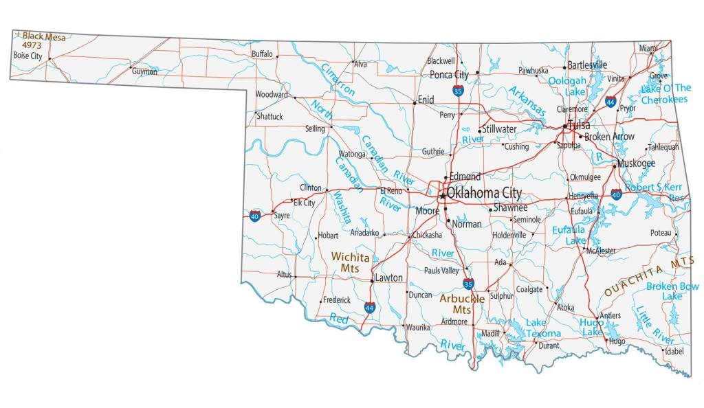 Map Of Oklahoma - Cities And Roads - Gis Geography | Oklahoma City Map Of Usa