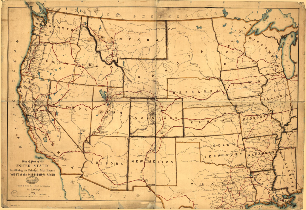 Map Of Part Of The United States Exhibiting The Principal Mail | Map Of The Old West Usa