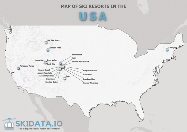 Map of Ski Resorts in USA