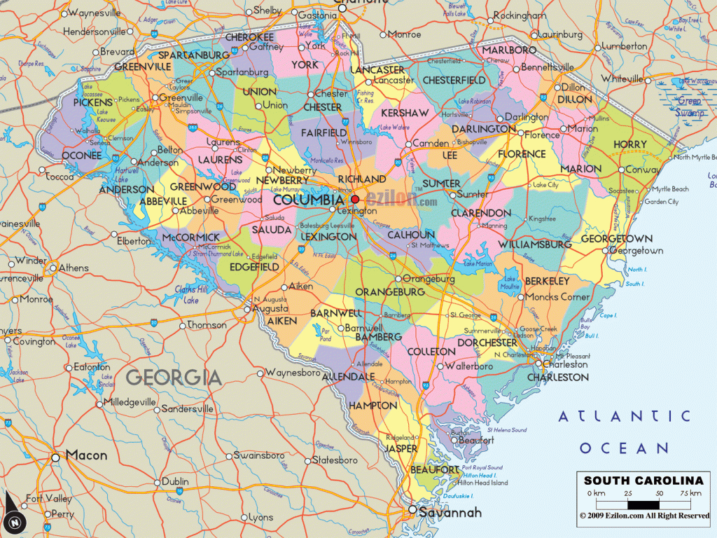 Map Of South Carolina - South Carolina Map With Cities, Counties | Map of South Carolina USA with Cities