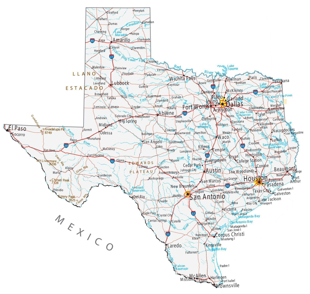 Map Of Texas - Cities And Roads - Gis Geography | Detailed Map of Texas USA
