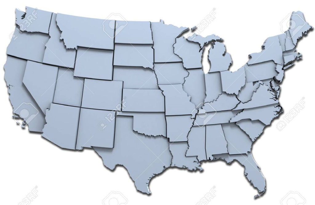Map Of The 48 Continental Usa States Raised With Clipping-Path | Map of USA 48 States