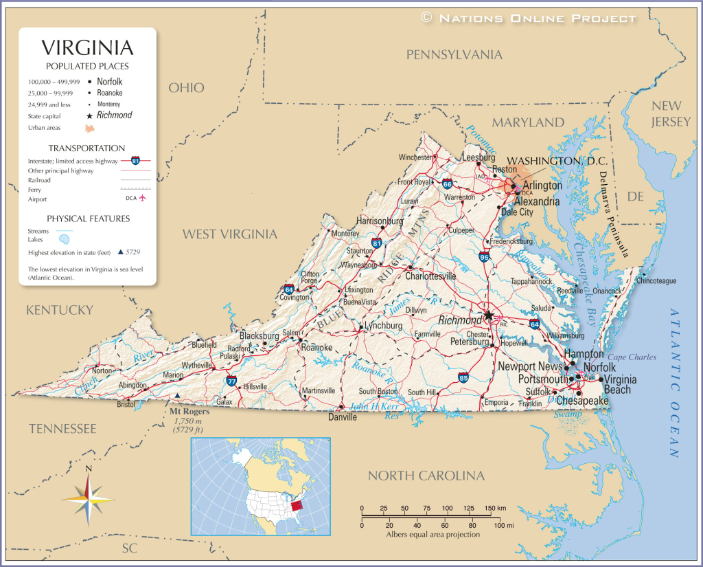 Map Of The Commonwealth Of Virginia, Usa - Nations Online Project | Map Of Virginia Usa With Cities