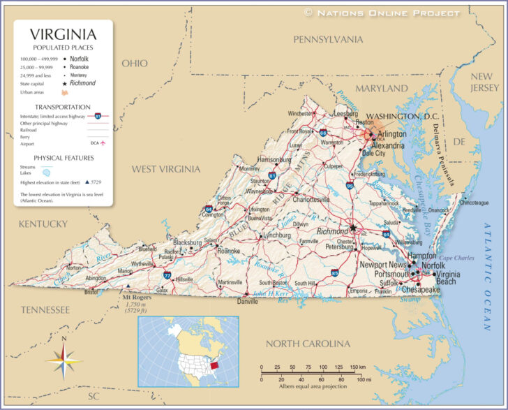 Virginia on the Map of USA