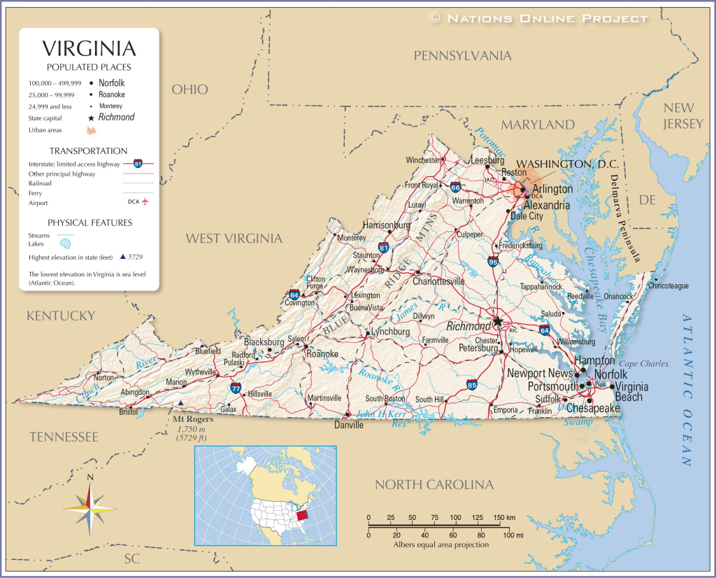 Map Of The Commonwealth Of Virginia, Usa - Nations Online Project | Virginia on the Map of USA