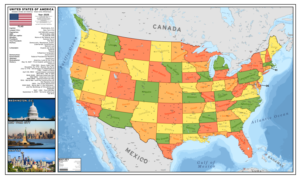 Map Of The Contiguous United States In 2025 | What If Thomas | Political Map Of Usa 2025