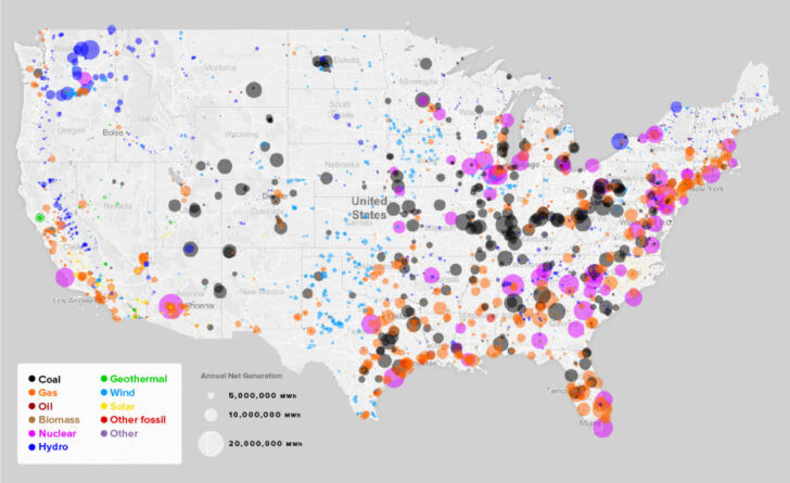 Map of Nuclear Reactors in USA