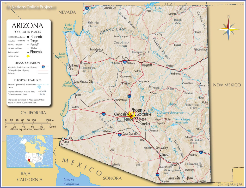 Map Of The State Of Arizona, Usa - Nations Online Project | Detailed Map of Arizona USA