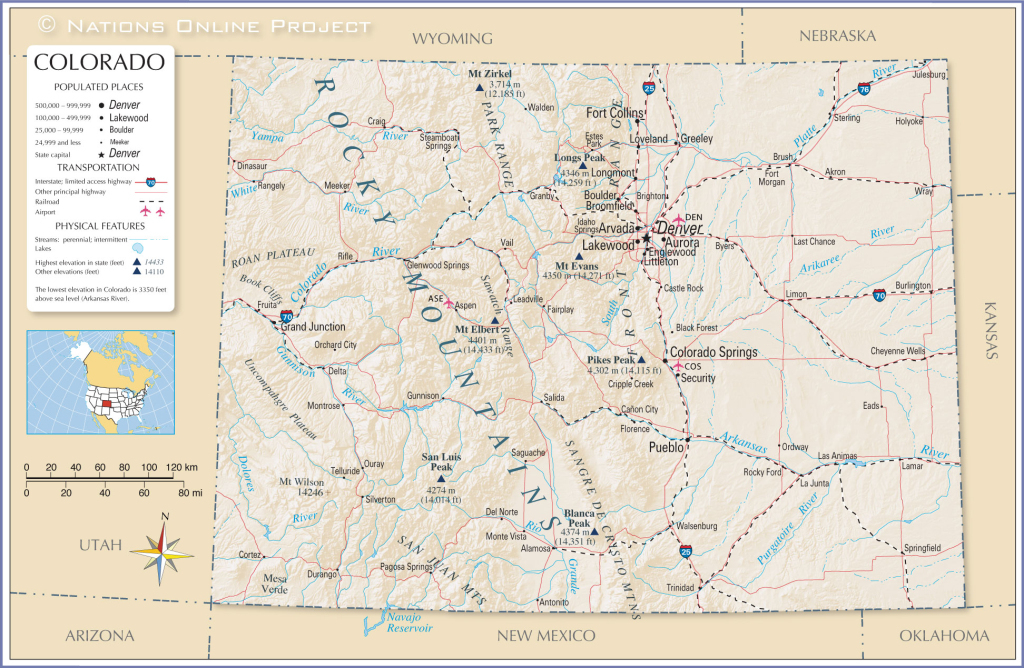 Map Of The State Of Colorado, Usa - Nations Online Project | State Map of Colorado USA