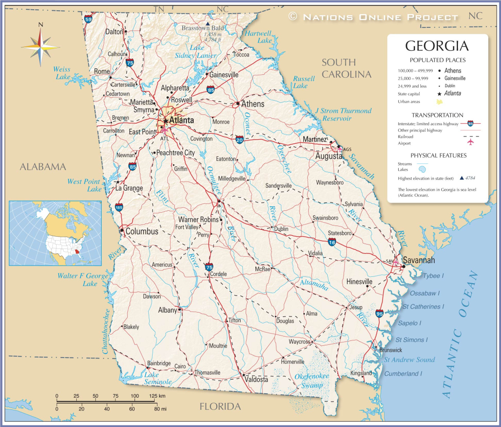 Map Of The State Of Georgia, Usa - Nations Online Project | Map Of The State Of Georgia Usa