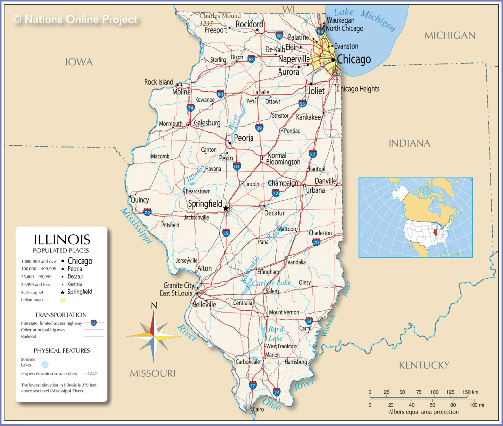 Map Of The State Of Illinois, Usa - Nations Online Project | Map of Illinois State USA
