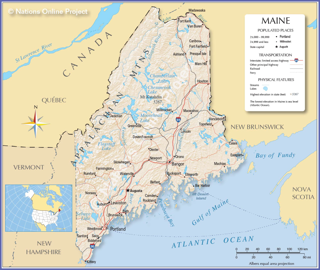 Map Of The State Of Maine, Usa - Nations Online Project | Map of Coast of Maine USA