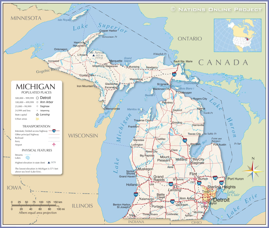 Map Of The State Of Michigan, Usa - Nations Online Project | Map of Michigan in USA