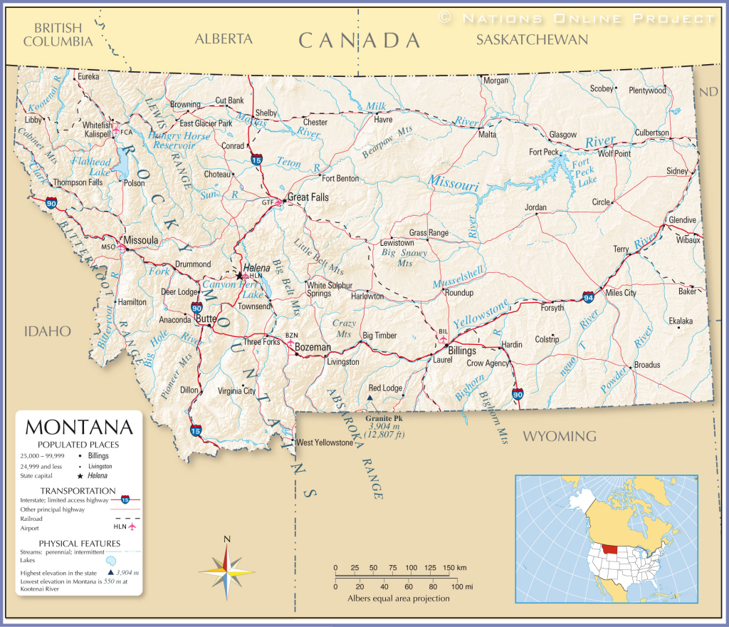 Map Of The State Of Montana, Usa - Nations Online Project | Map of Northern Montana USA