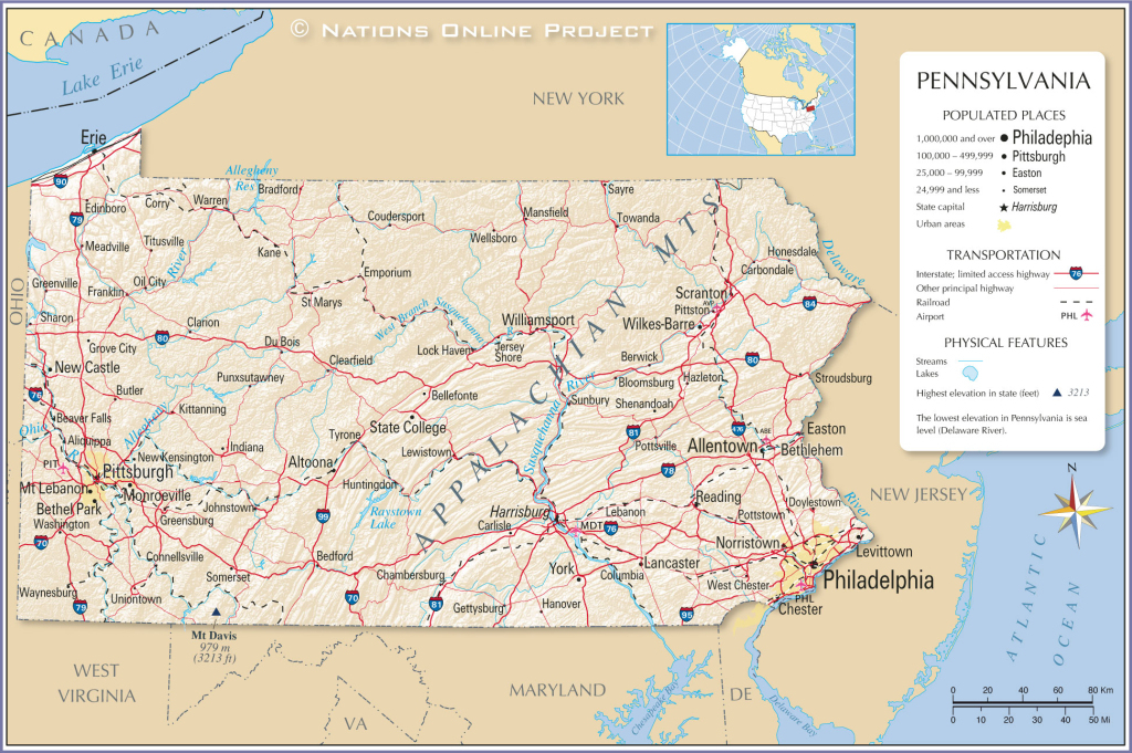 Map Of The State Of Pennsylvania, Usa - Nations Online Project | Pennsylvania On The Map Of Usa