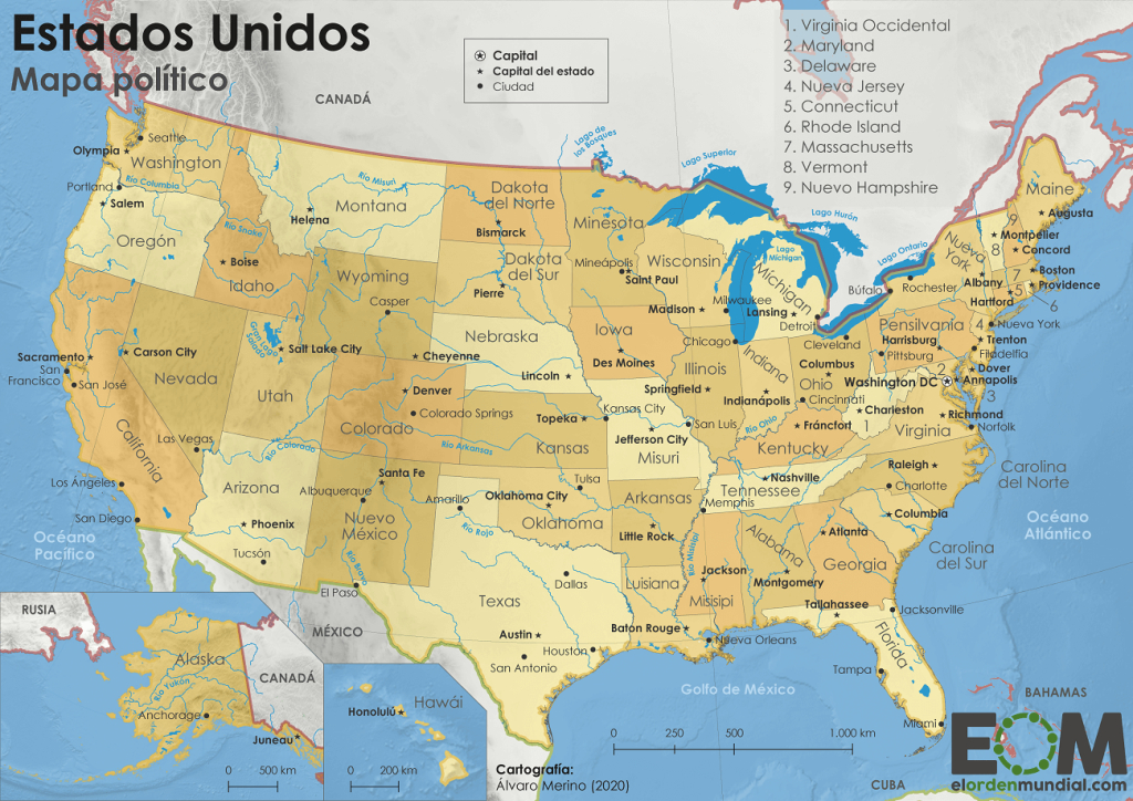 Map Of The United States In Spanish : R/Mapporn | Map of USA in Spanish