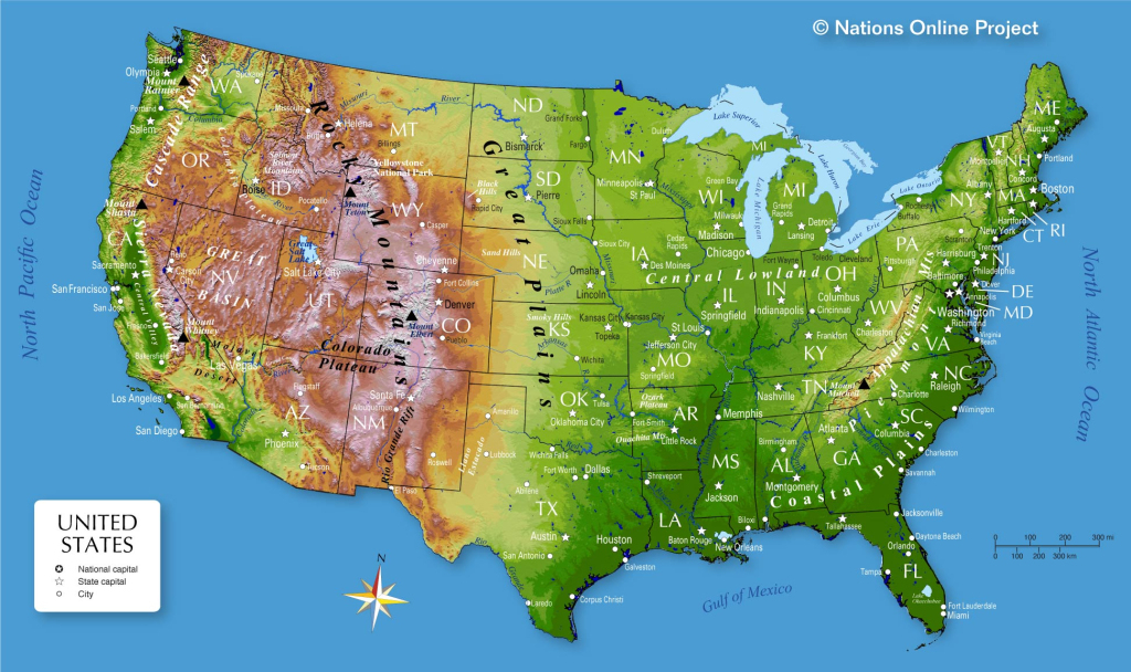 Labeled Geographical Map Of USA Printable US Maps