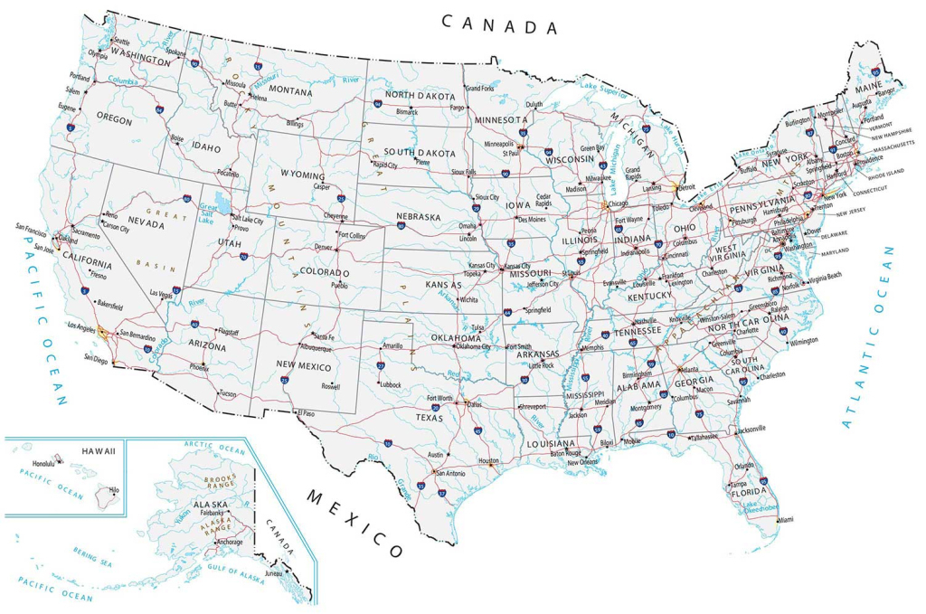 Map Of The United States Of America - Gis Geography | Map Of Usa With States And Rivers