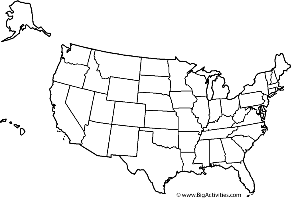 Map Of The United States With Title And States - Coloring Page | Coloring Pages of USA Map