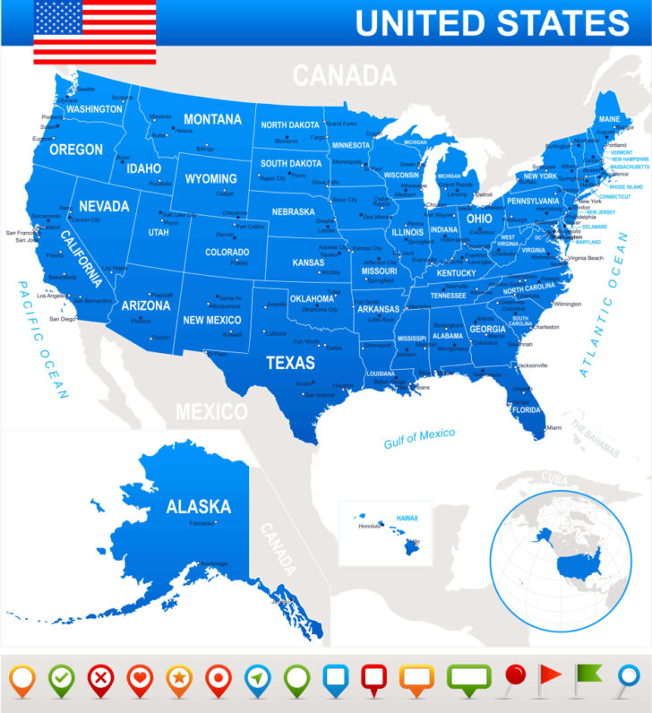 Map of USA with Directions