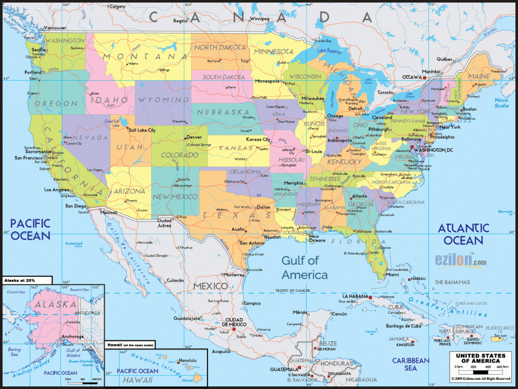 Map Of United States Of America - Usa Map With Cities, Capitals | Printable Map Of New England Usa With Cities
