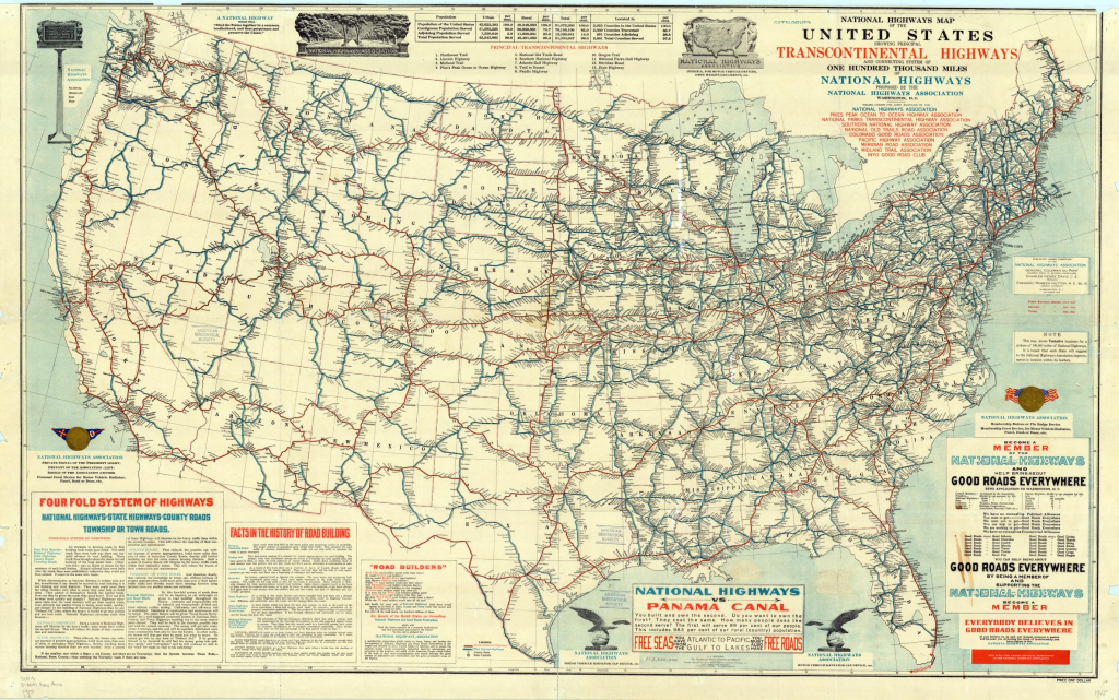 Map Of United States Proposed National Highways System, 1915 | Road Map Of Nw Usa