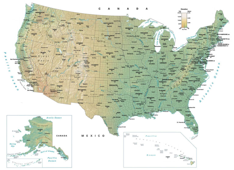 Map Of USA With Geographical Features - Printable US Maps