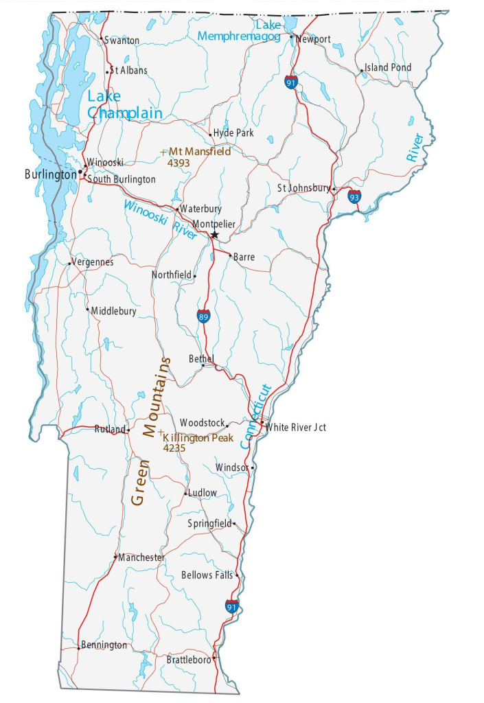 Map Of Vermont - Cities And Roads - Gis Geography | Road Map Of Vermont Usa