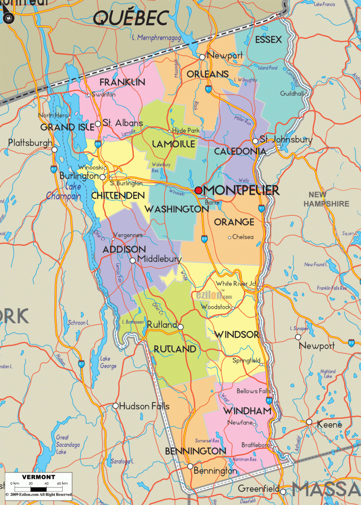 Map Of Vermont - Detailed Vermont Map With Cities, Counties And | Road Map Of Vermont Usa